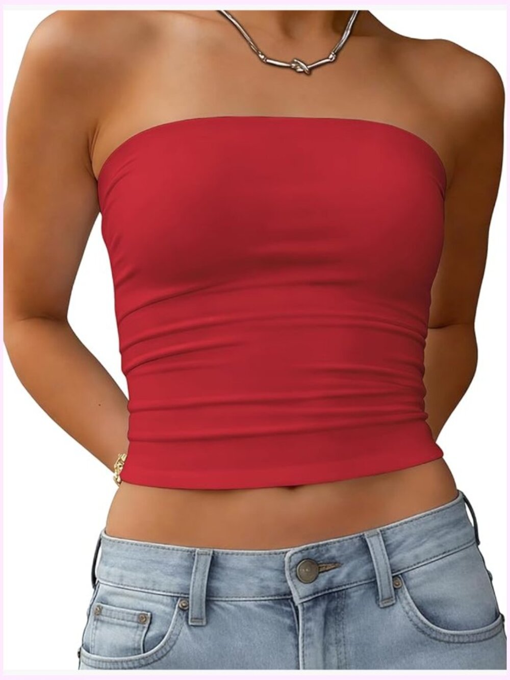 Strapless Crop Tube Top - Sleeveless Bandeau Y2K Going Out Summer Vacation